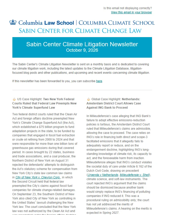 "climate litigation newsletter" 